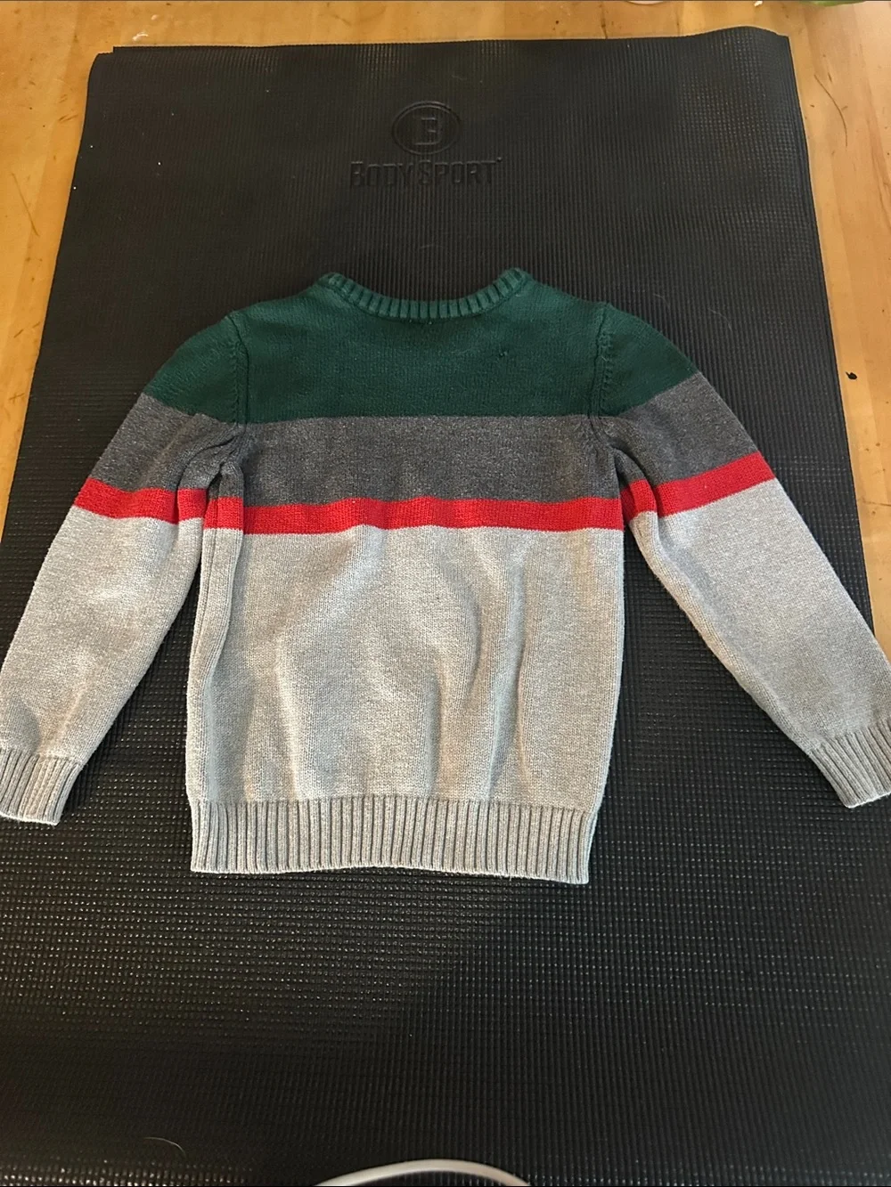 Carter's Green, Gray & Red Striped Crewneck Sweater
